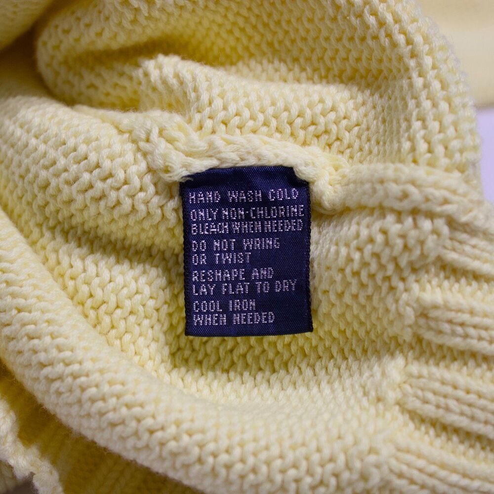 VTG 90s Polo Ralph Lauren Yellow Knit Crewneck Sweater Embroidered Pony Men XL - Picture 8 of 8